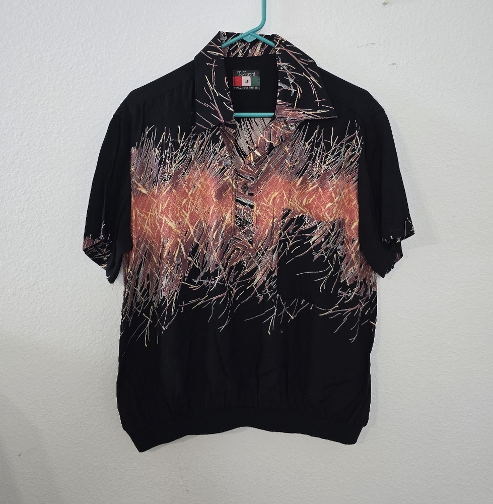 Vintage D'Accord Mens Polo Style Shirt w/Elastic Hem Size Large